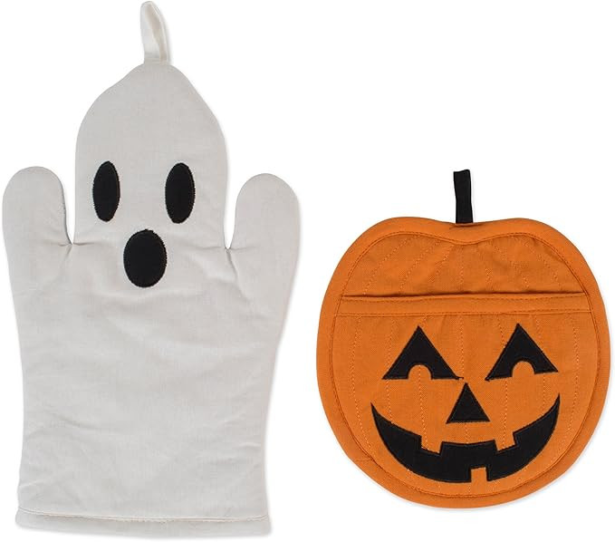 DII Halloween Cooking & Baking Collection Kitchen Accessories, Potholder & Oven Mitt Set, Ghost &... | Amazon (US)