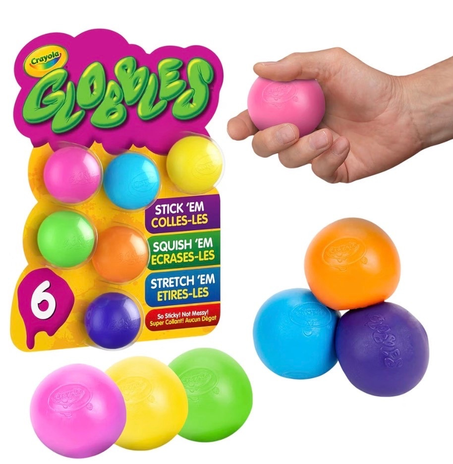 Crayola Globbles Fidget Toy (6ct), Sticky Stress Ball for Adults & Kids, Squishy Balls, Calming Sensory Gifts for Stress Relief

Non toxic!

#LTKxWalmart #LTKmomlife #LTKKids