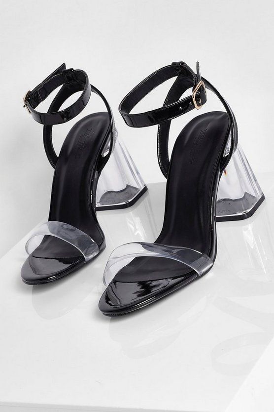 Ankle Strap Clear Block Heel Two Parts | Boohoo.com (US & CA)