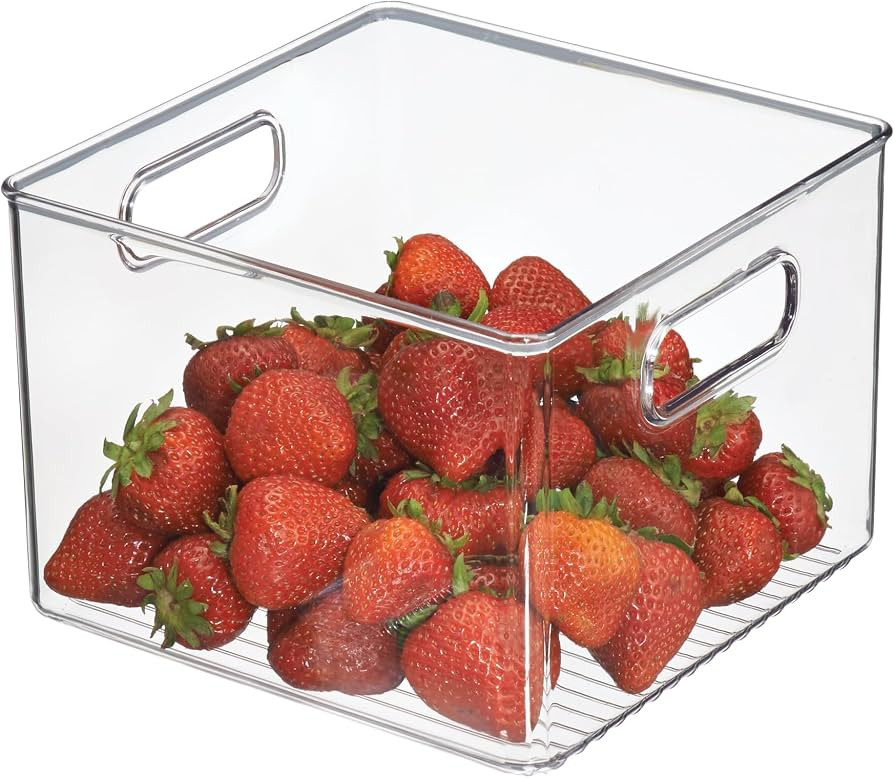 iDesign Pantry Storage Bin with Handles for Kitchen Cabinets or Fridge - Clear - Made in USA | Amazon (US)