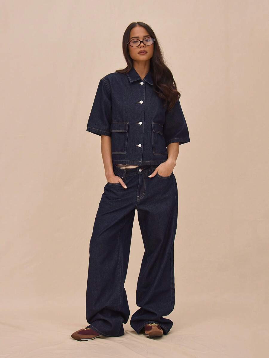 MUSERA Low Rise Straight Leg Pocketed Denim Jeans With Belt Loops Bottom Only Spring Summer Casua... | SHEIN
