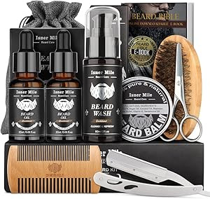 Isner Mile Beard Kit for Men, Grooming & Trimming Tool Complete Set with Shampoo Wash, Beard Care... | Amazon (US)