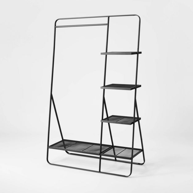 Metal Garment Rack with 4 Shelves Black - Brightroom™ | Target