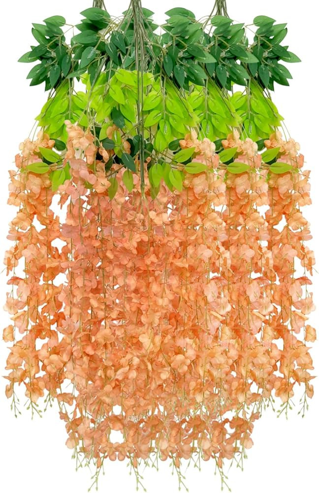 12 Pack Fall Wisteria Hanging Flowers Garland, 3.77 Feet Orange Artificial Wisteria Flower Vines,... | Amazon (US)