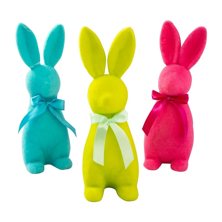 Fun Express Easter Bunny Flocked Tabletop Decorations, 11 1/2" - 3 Pc | Walmart (US)