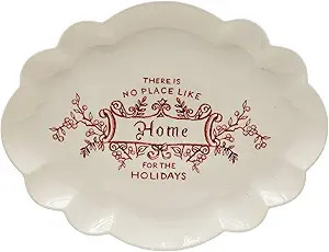 Stoneware Scalloped Platter "There's No Place Like Home", Cream and red | Amazon (US)