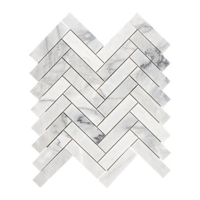American Olean Genuine Stone Refined White 11-in x 14-in Honed Natural Stone Marble Herringbone M... | Lowe's
