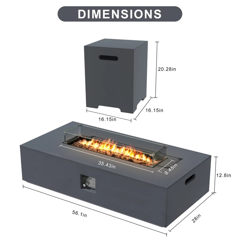 13'' H x 56'' W Magnesium Oxide Propane Outdoor Fire Pit Table | Wayfair North America