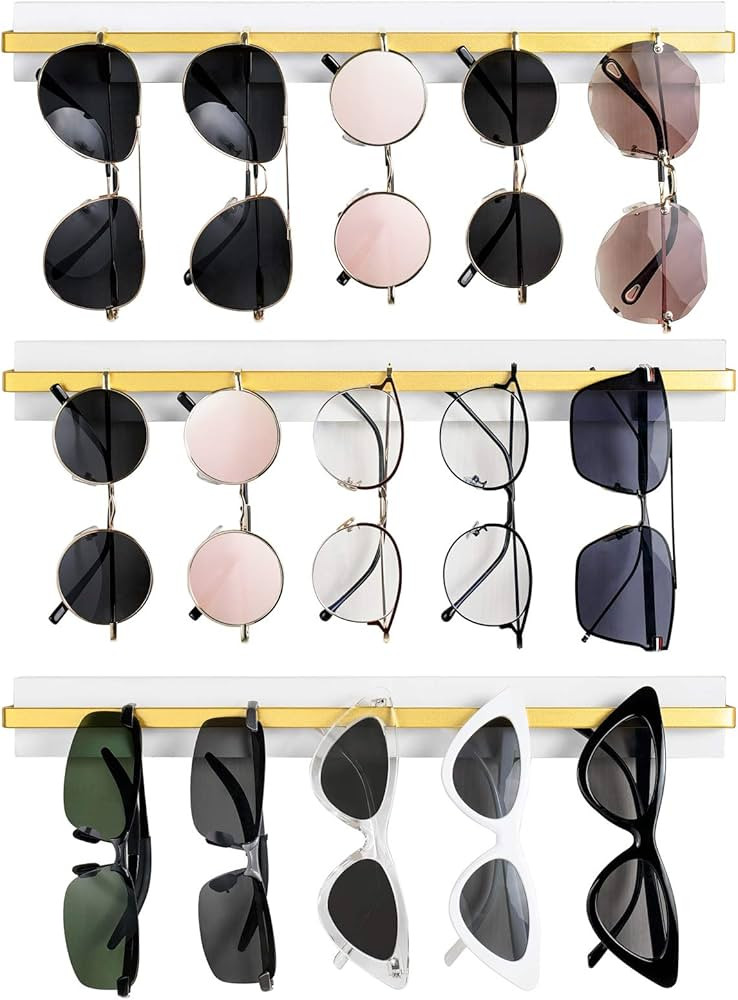 Mkono Wall Mounted Sunglasses Storage Organizer Wood Modern Simple Eyeglasses Display Holder Eyew... | Amazon (US)
