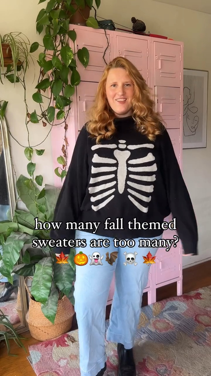 how many is too many? asking for a friend. (it's me, I'm the friend). 

the thing is, this isn't even all the sweaters I own, just the ones with fall theme prints 🫣 I love a good spooky season outfit moment!! 

🍁 I've linked these sweaters plus more fall sweaters I love this season on my LTK profile (link in bio!)

#fall #falloutfit #fallsweater #autumn #whimsysoul #size14 #curvy #curvystyle #curvybodies #midsizefashion #midsize #spookyseason #pumpkin #modcloth #amazonfashion