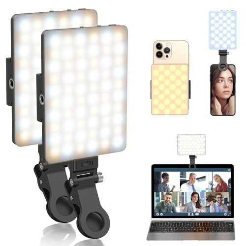 OLRPT Selfie Light, Phone Light with Front & Back Clip, 60 LED Portable Light with 3 Modes, 5000mAh Rechargeable Video Light for Phone, iPhone, TikTok, Vlog Photographic Lighting Monolights(2 Pack) | Amazon (US)