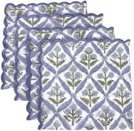 Ridhi Steel Blue Cloth Napkins 100% Pure Cotton Farmhouse Wedding Dinner Napkins for Halloween, T... | Amazon (US)