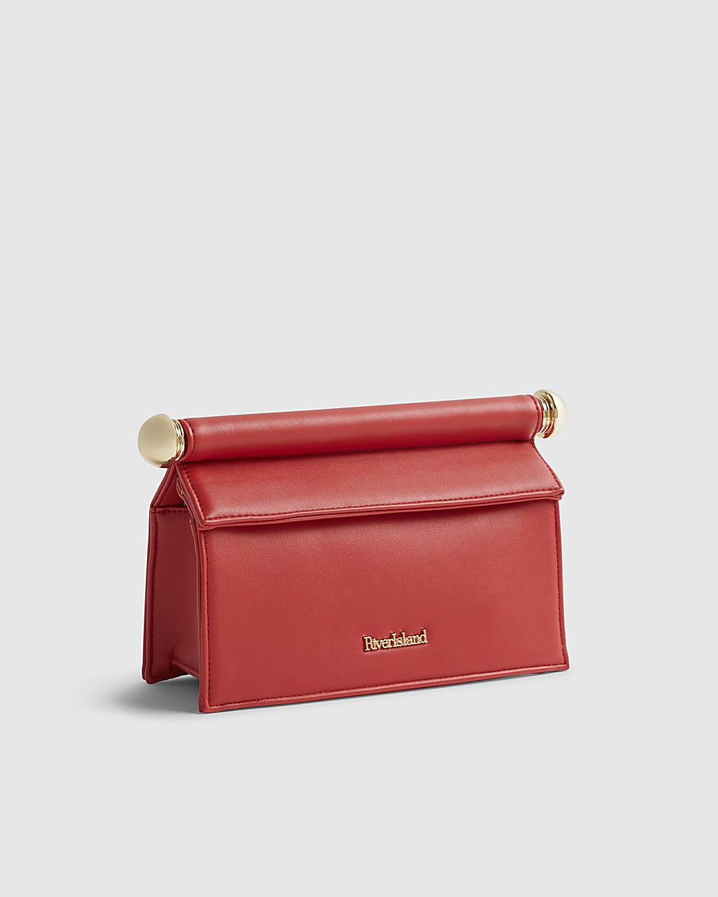 Red Metal Handle Foldover Clutch Bag | River Island UK & IE