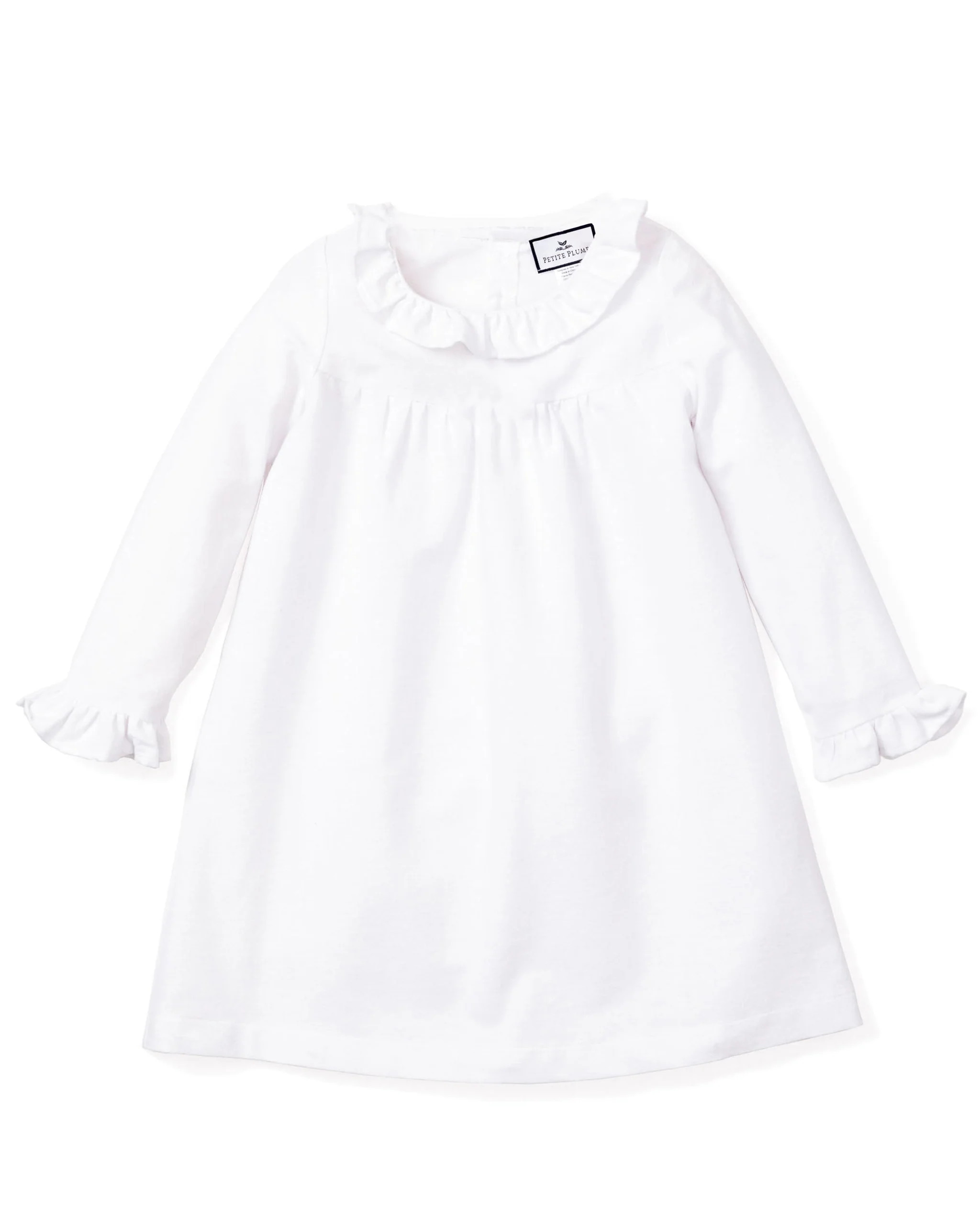 Kid's Scarlett Flannel Nightgown in White | Petite Plume