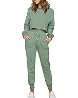ZESICA Women's Long Sleeve Crop Top and Pants Pajama Sets 2 Piece Jogger Long Sleepwear Loungewea... | Amazon (US)
