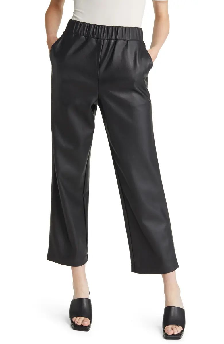 Elastic Waist Crop Faux Leather Pants | Nordstrom