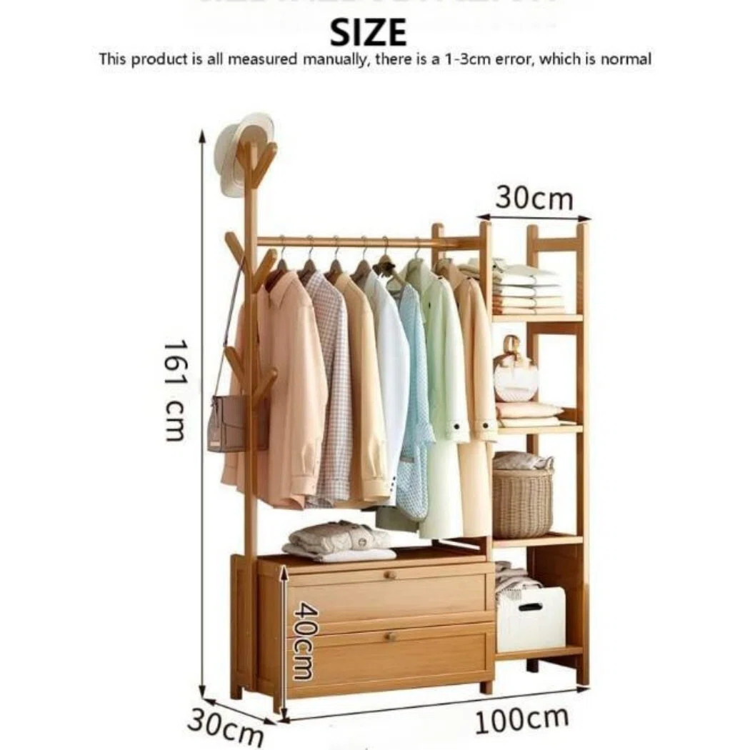 Bamboo 39" W Clothingt Hanging Rack Storage Shelves With Door | Wayfair North America