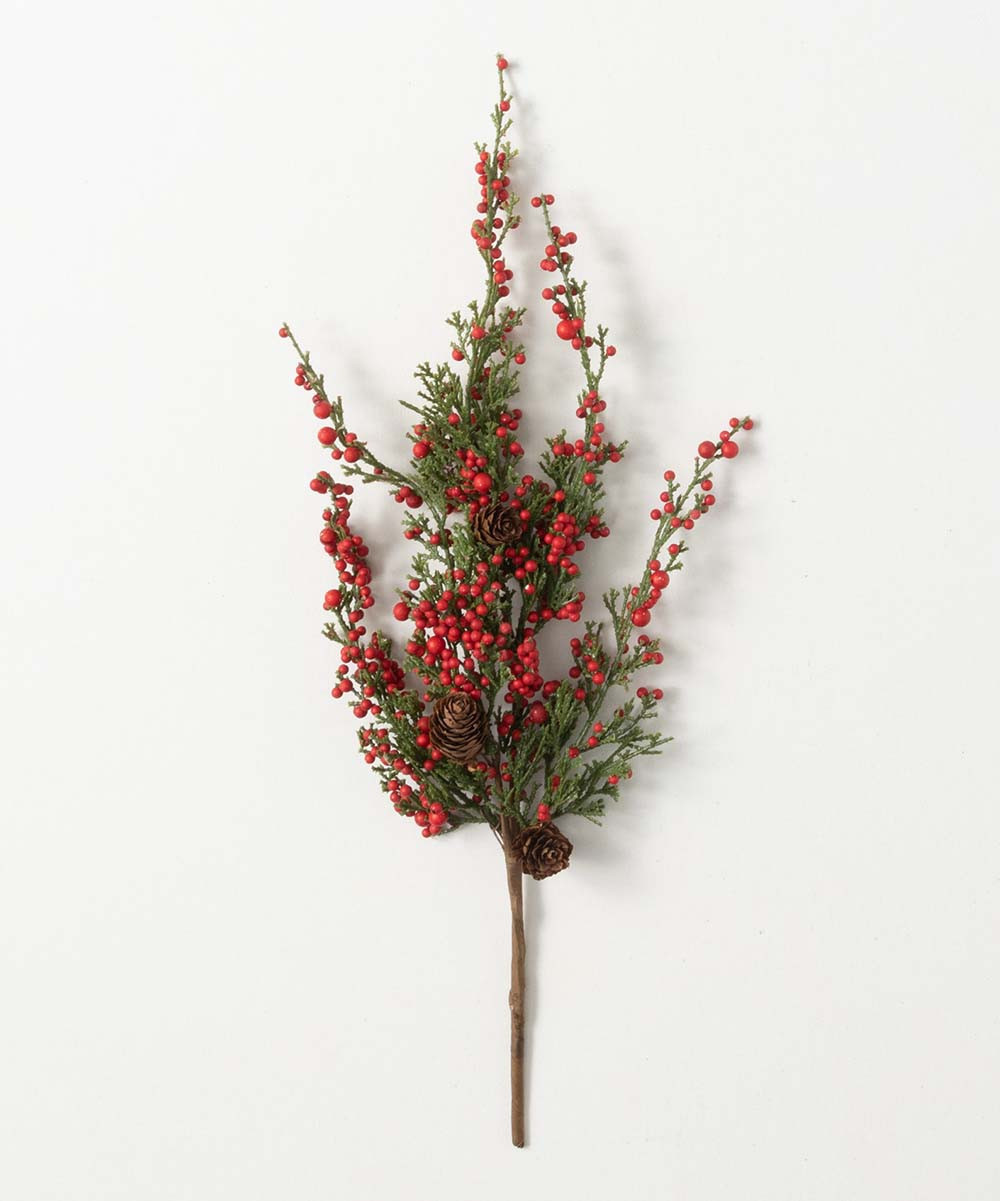 Sullivans Decor Faux Floral Pick Red - Red & Green 19"" Cedar & Berry Pick | Zulily
