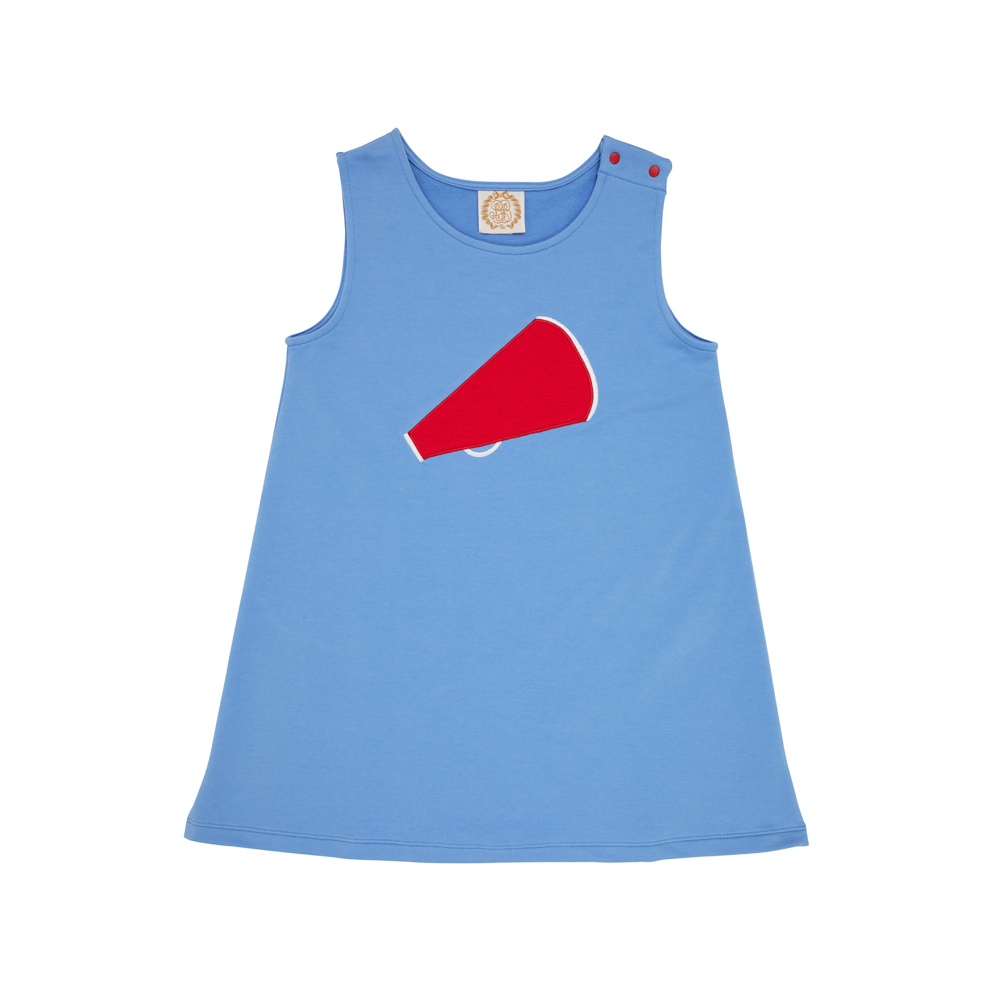 Clementine Jumper - Barbados Blue with Richmond Red Megaphone Applique | The Beaufort Bonnet Company