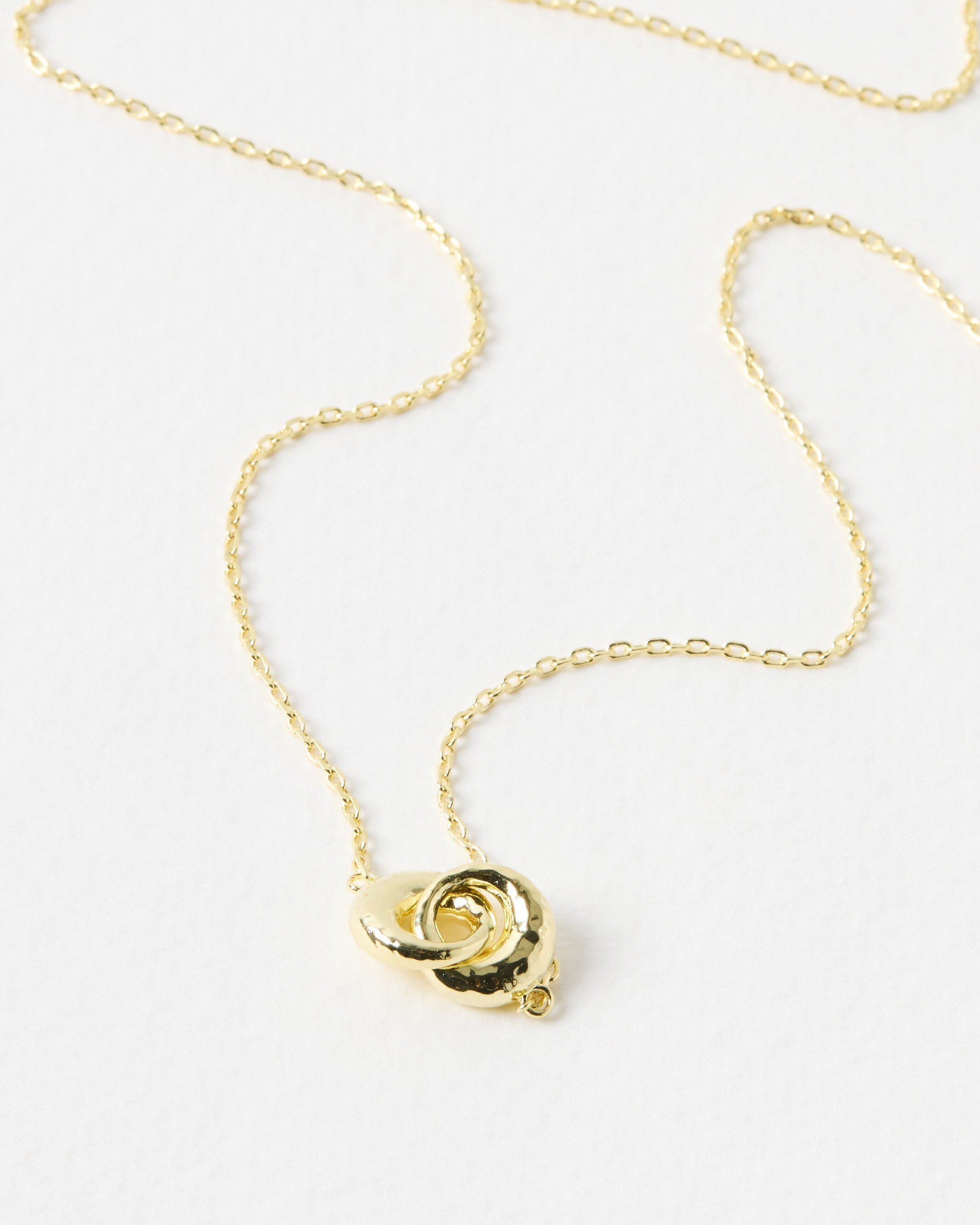 Sade Hammered Loop Gold Plated Pendant Necklace | Oliver Bonas (Global)