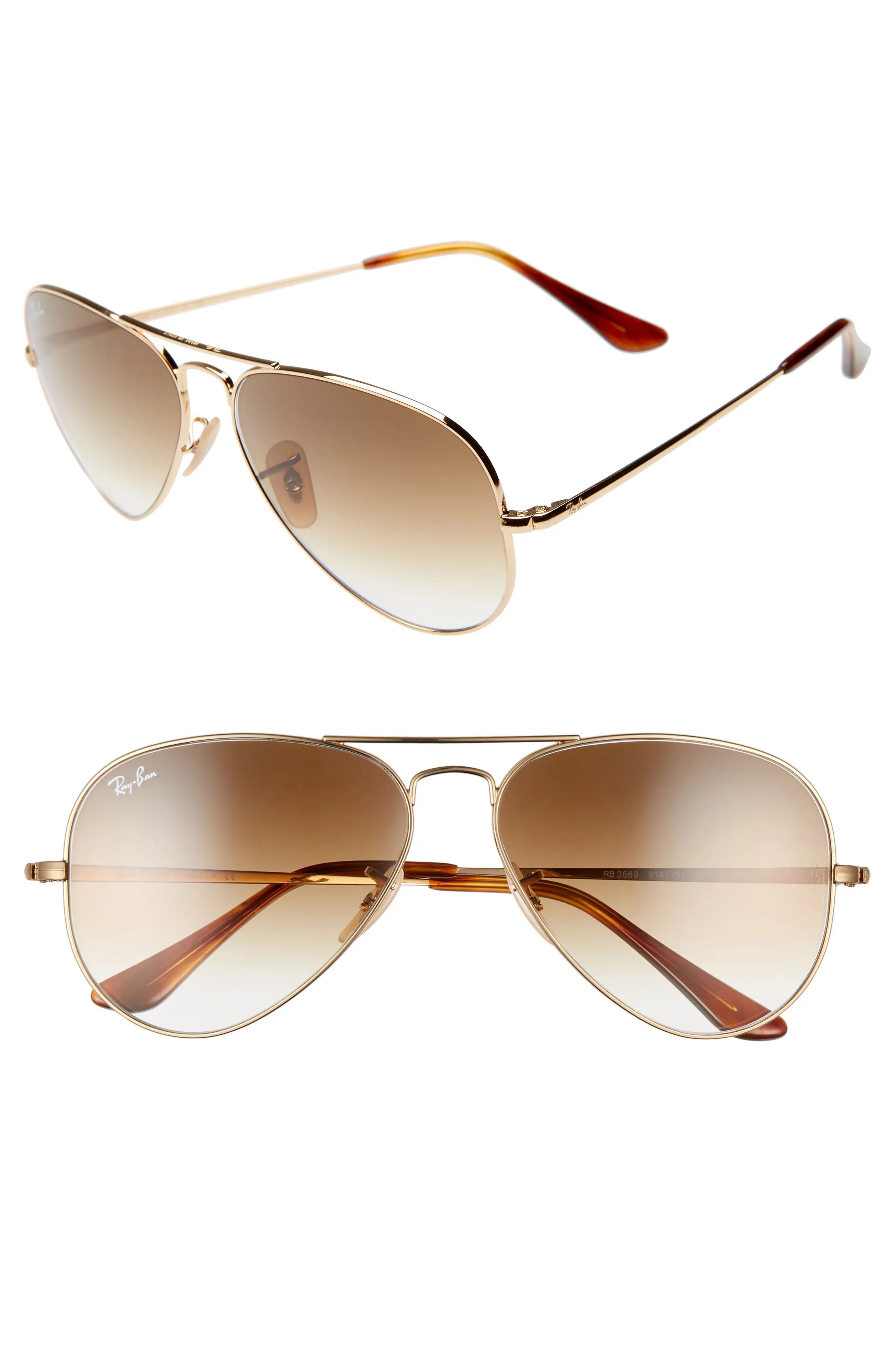 Ray-Ban 58mm Aviator Sunglasses - Gold/ Brown Gradient | Nordstrom