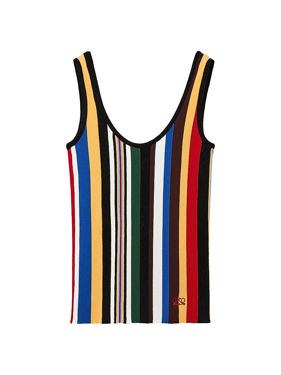 Women's Striped Scoopneck Tank - Red Multi - Size Medium | Saks Fifth Avenue