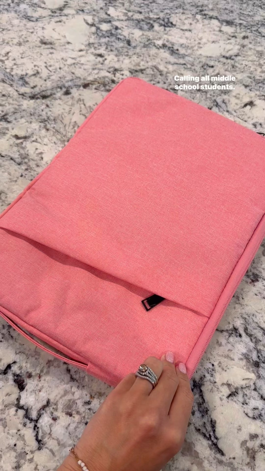 The perfect 14” laptop sleeve with velvet interior, front deep zippered pocket and a carrying handle. 
#backtoschool #chromebooksleeve 