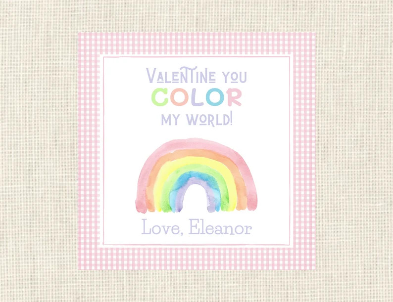 Valentine tags or stickers, Class / Set of 25 / Watercolor | Etsy (US)