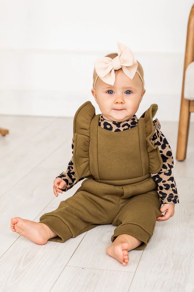 The More You Know Baby Olive Green Jumpsuit | Pink Lily