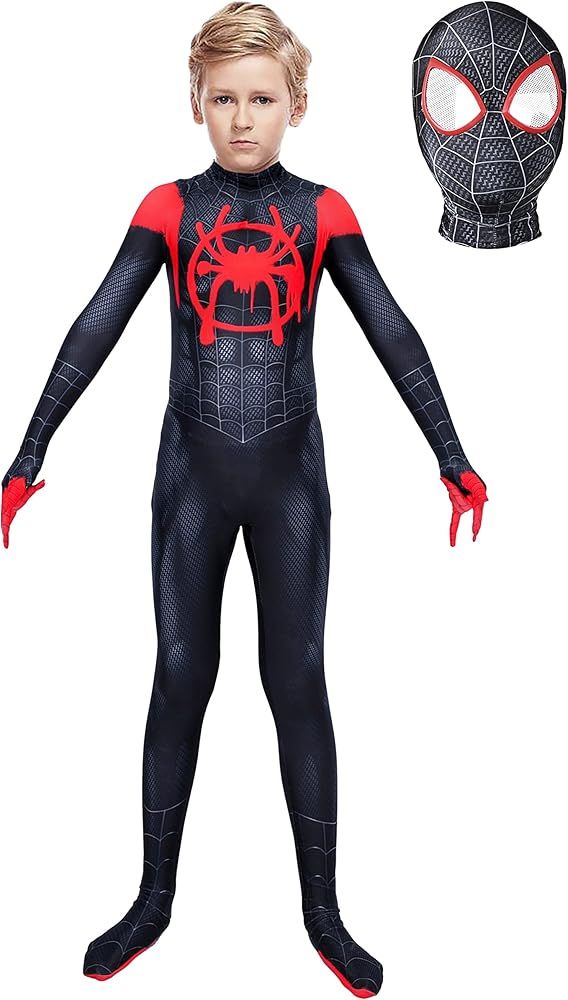 Riekinc Black Superhero Zentai Bodysuit Halloween Kids Cosplay Costumes | Amazon (US)