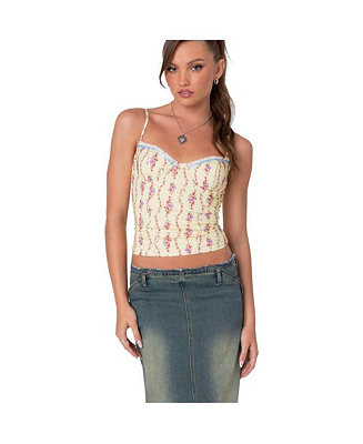 Edikted Women's Indira Printed Cupped Lace Up Corset - Macy's | Macy's