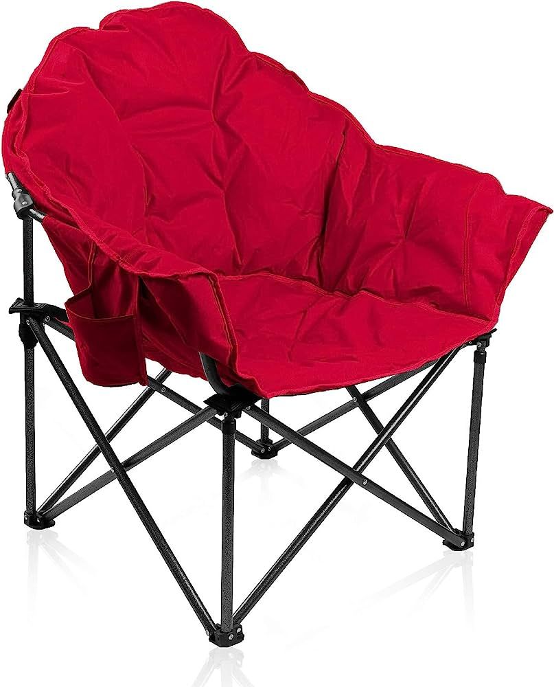 ALPHA CAMP Oversized Camping Chairs Padded Moon Round Chair Saucer Recliner with Folding Cup Hold... | Amazon (US)