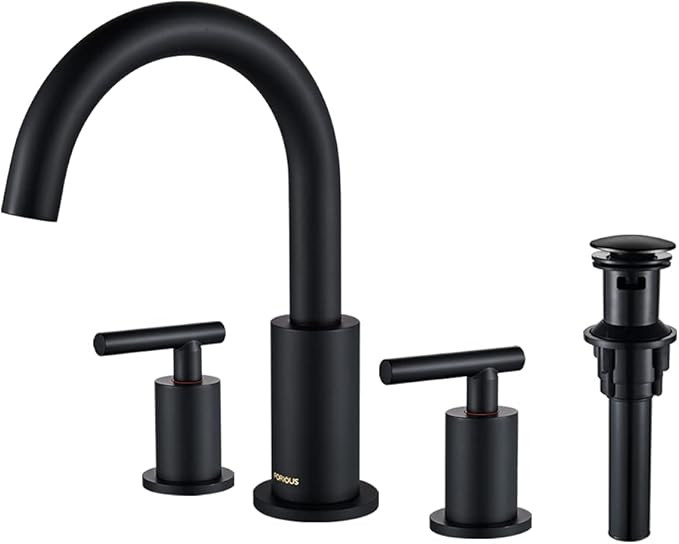 FORIOUS Two Handle High Arc Widespread Bathroom Sink Faucet 3 Hole with Pop-Up Drain and Water Su... | Amazon (US)