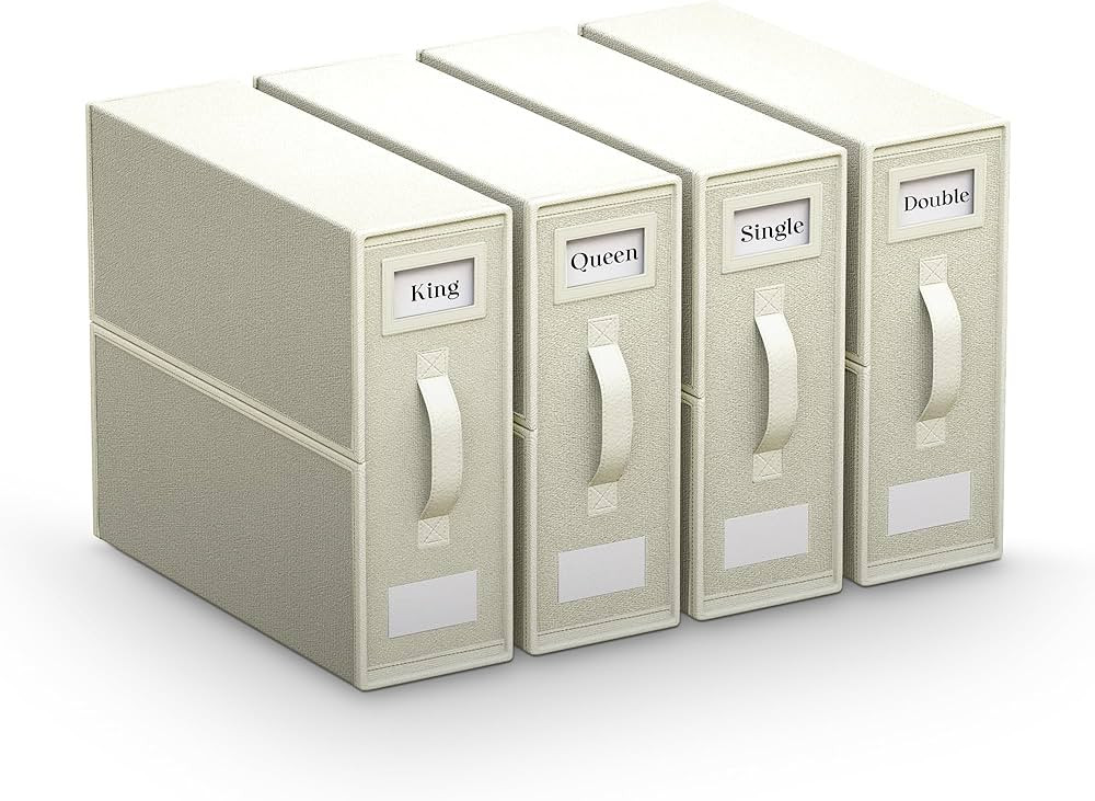 Bed Sheet Organizer 4 Pack, Foldable Linen Closet Organizers and Storage, Sheet Organizer Queen &... | Amazon (US)