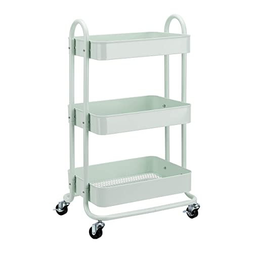 Amazon Basics 3-Tier Metal Rolling Utility or Kitchen Cart - Mint Green | Amazon (US)