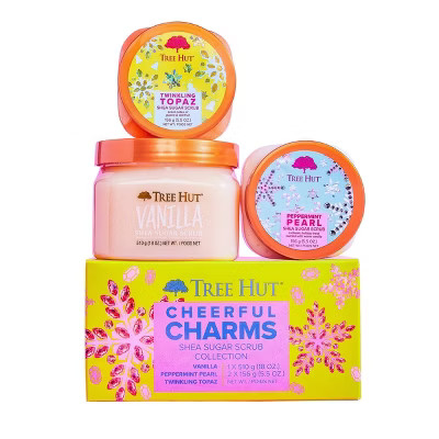 Tree Hut Cheerful Charms Shea Sugar Scrub Gift Set - 3pc | Target