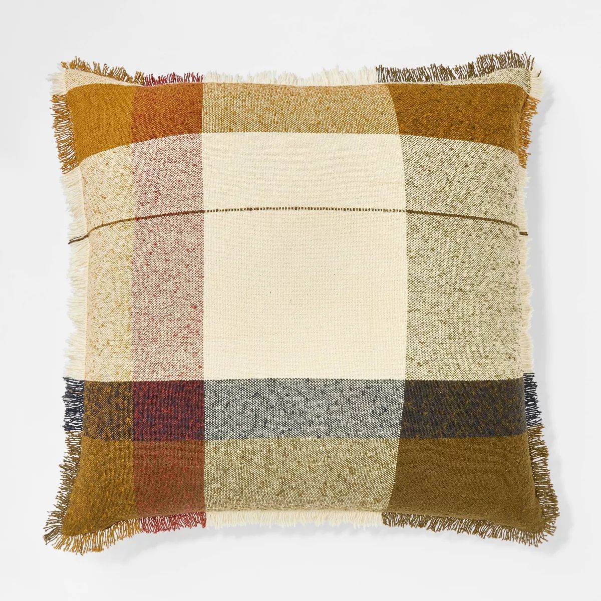 Oversized Woven Plaid Square Throw Pillow Brown/Cream/Red - Threshold™ designed with Studio McG... | Target