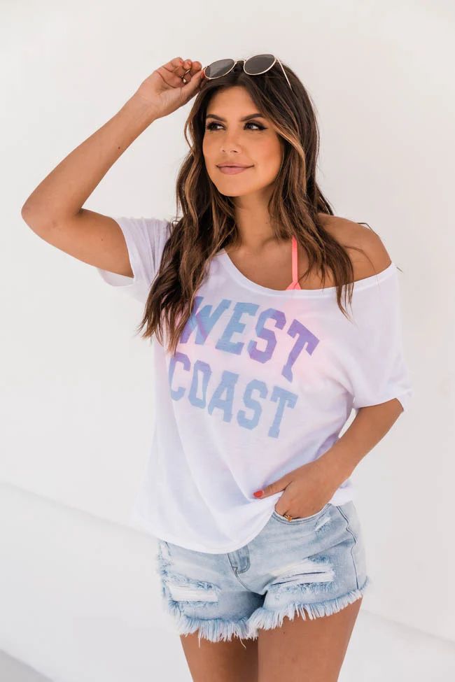 West Coast White Slouchy Graphic Tee | The Pink Lily Boutique