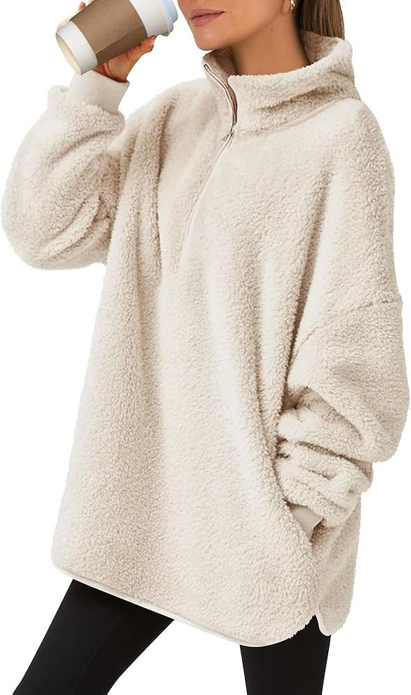 ANRABESS Women's Zip Up Sweatshirt Sherpa Fuzzy Fleece Hoodies Cozy Pullover Soft Sweaters Tops 2... | Amazon (US)