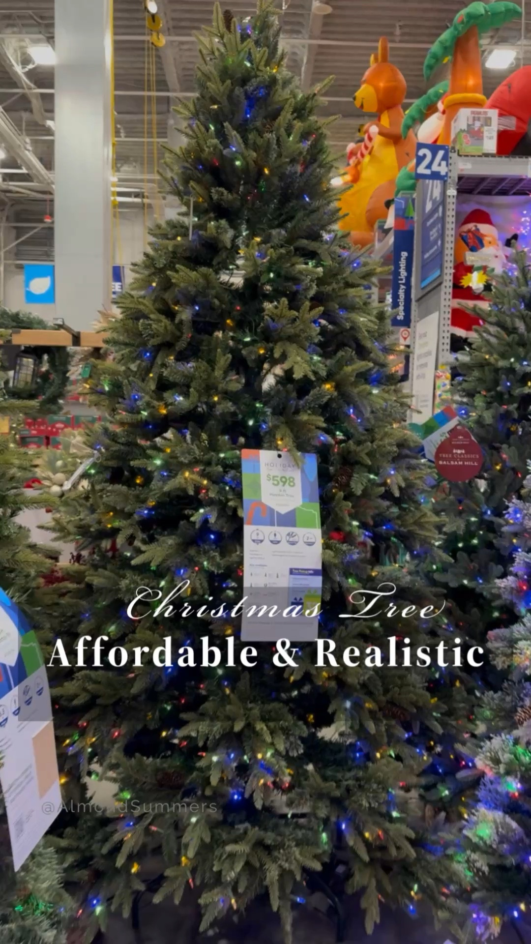 Affordable Christmas trees that look real and are realistic. This is the Hayden Christmas tree from Lowe’s I love this tree! This video shows a 9 foot tree but I purchased the 7.5 foot Christmas tree. This 7ft Christmas tree has twinkle lights a dnd other colorful lights. 

#LTKGiftGuide #LTKHoliday #LTKSeasonal
