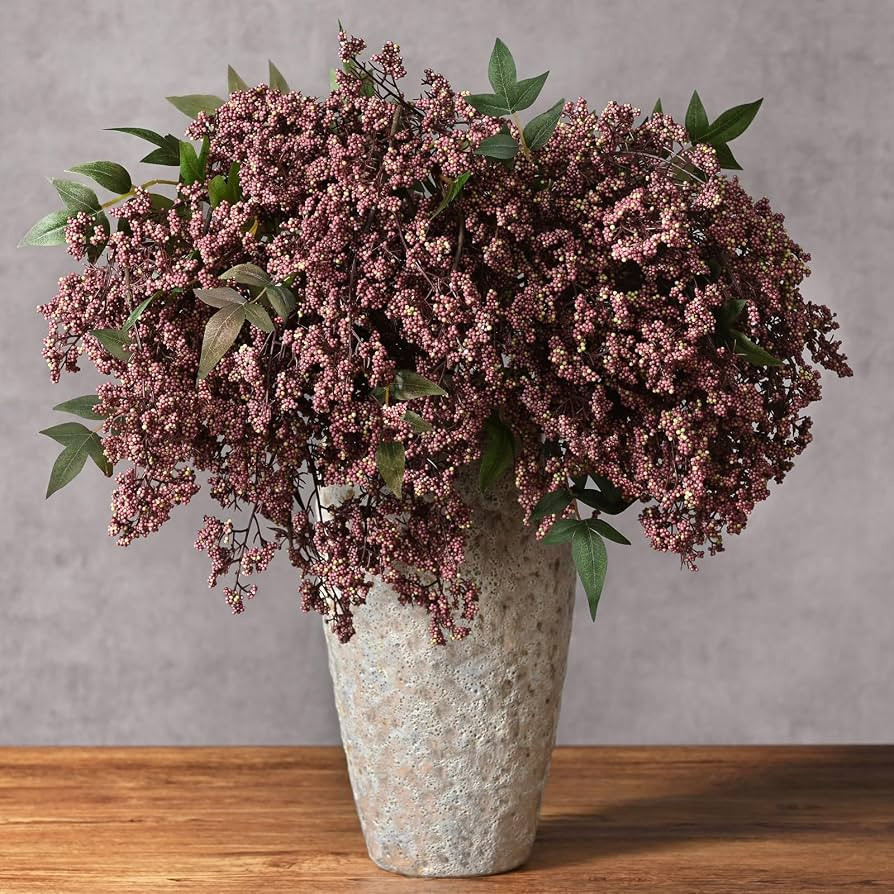 43In Faux Berry Stems for Vase, Artificial Nandina Branches Fall Decor Floral Picks Realistic Sed... | Amazon (US)
