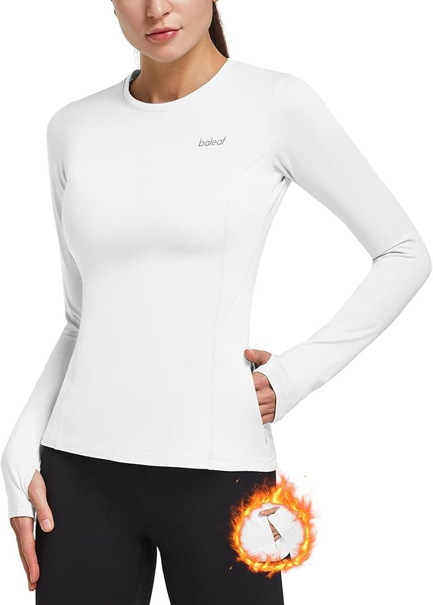 BALEAF Thermal Shirts for Women Long Sleeve Fleece Tops Running Workout Cold Weather Gear Compres... | Amazon (US)