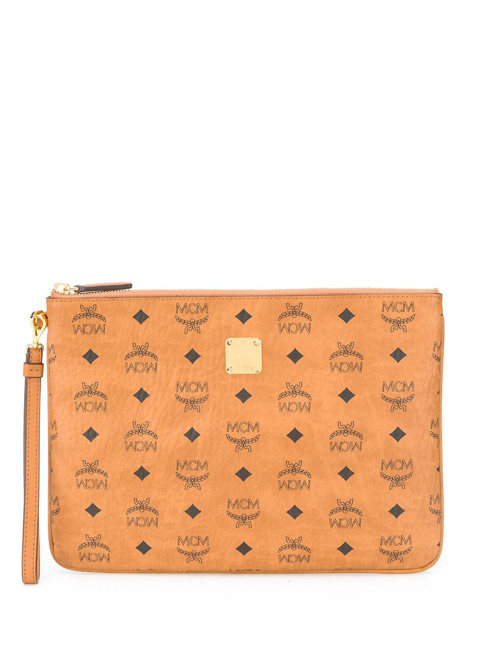 MCM Visetos logo clutch bag - Brown | Farfetch Global