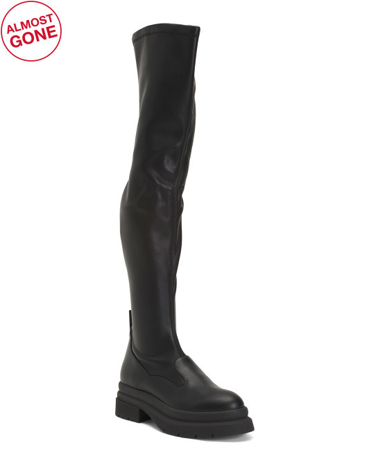 Made In Italy Leather Over The Knee Stretch Boots | TJ Maxx