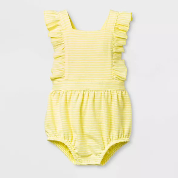 Baby Girls' Textured Knit Romper - Cat & Jack™ Yellow | Target