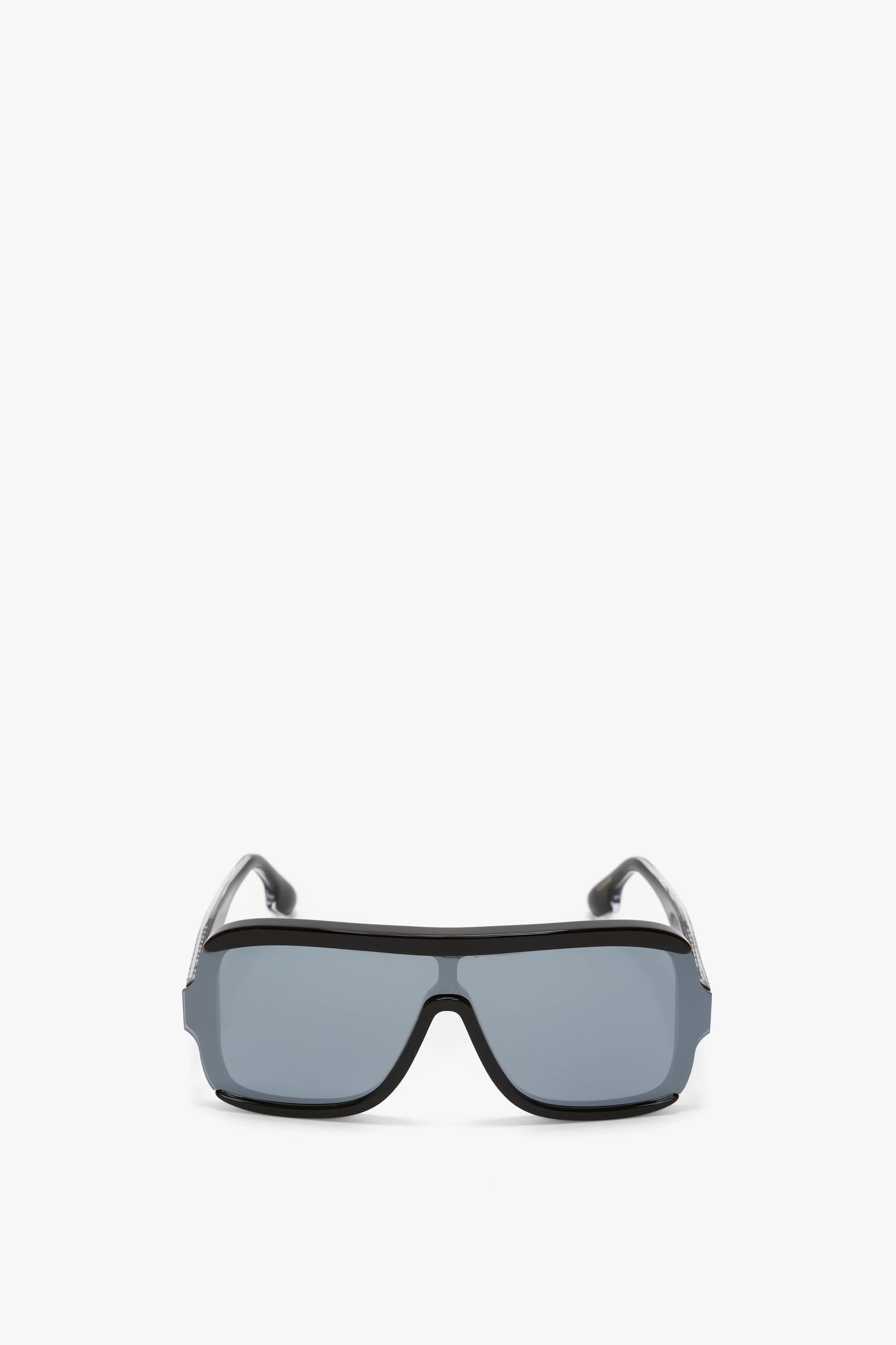 Layered Mask Sunglasses In Black-Silver-Mirror | Victoria Beckham US