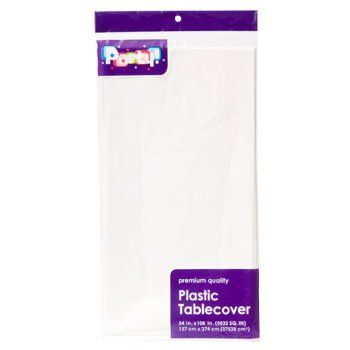 Pack of 4: Large WHITE Plastic Rectangle Party Tablecloth 54 x 108 Inches | Amazon (US)