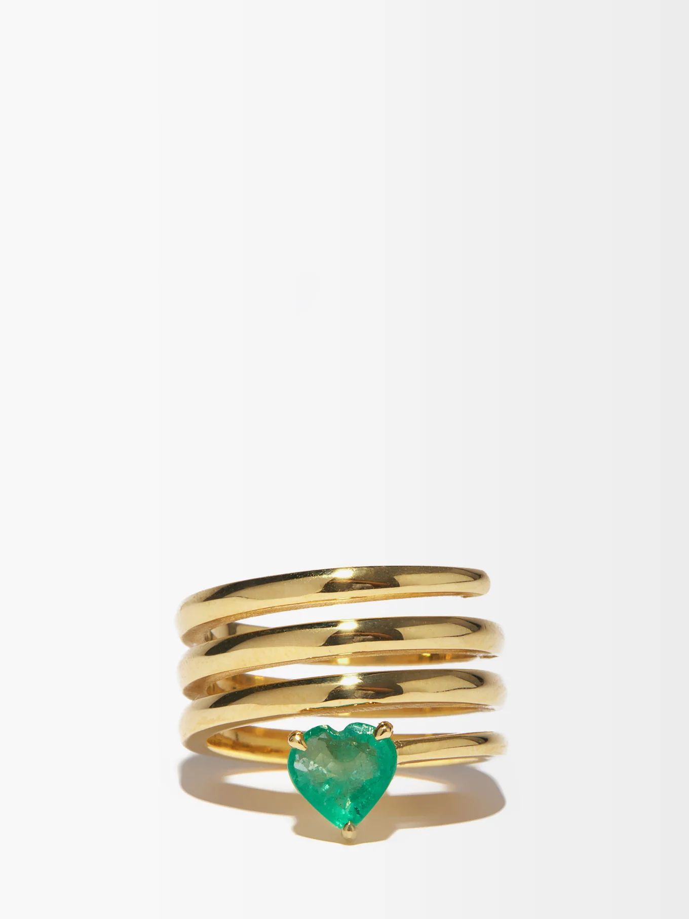 Heart emerald & 18kt gold spiral ring | Shay | Matches (UK)