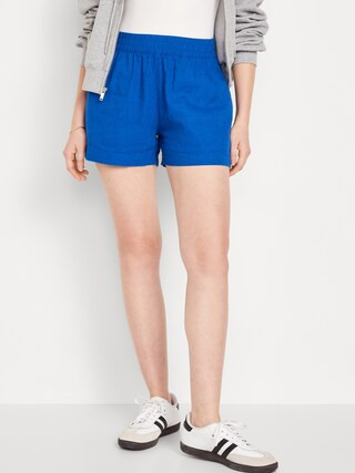 High-Waisted Linen-Blend Pull-On Shorts -- 3.5-inch inseam | Old Navy (US)