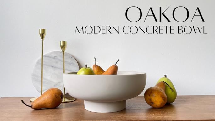 OAKOA Concrete Fruit Bowl for Kitchen Counter - Large Decorative Bowl for Home Decor - Modern Ped... | Amazon (US)